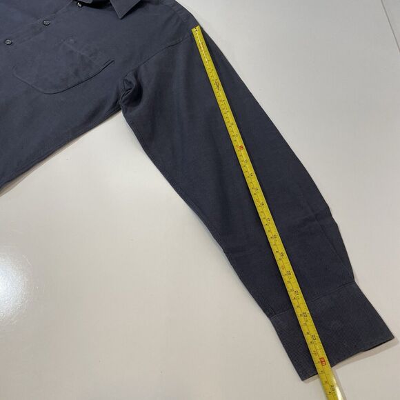 VTG Pierre Balmain Men’s Large Gray Woven Dress Shirt Monsieur Button 42 - Picture 7 of 8